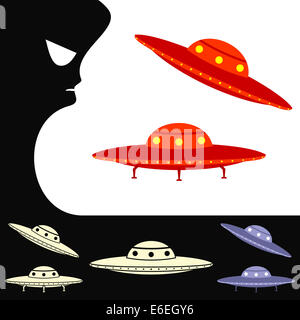 UFO. Set di oggetti Foto Stock