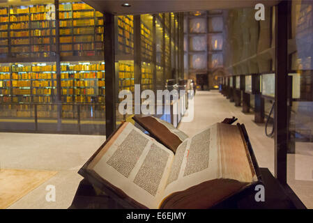 La Bibbia di Gutenberg presso la Beinecke Libri Rari e Manoscritti biblioteca presso la Yale New Haven Foto Stock