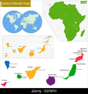 Isole Canarie mappa Foto Stock