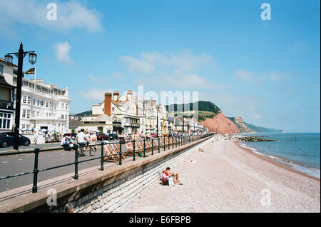 Sidmouth, East Devon UK lungomare in giugno Foto Stock
