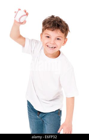 Ragazzo con palla da baseball Foto Stock