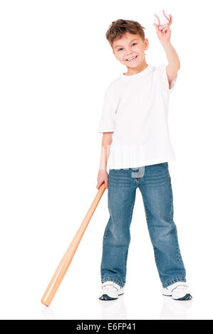 Ragazzo con la mazza da baseball Foto Stock