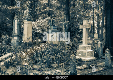 In giro per la città di Corfù: luogo interessante - antico e vecchio cimitero britannico dopo la guerra. Foto Stock