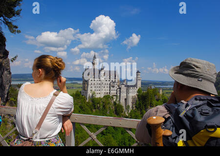 Il Castello di Neuschwanstein, il Castello di Neuschwanstein, Allgau, Fussen, Allgaeu, Fuessen, Strada Romantica, Romantische Strasse, Baviera, Foto Stock