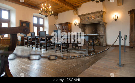 Gli interni del castello di Vianden in Lussemburgo Foto Stock