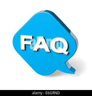 FAQ Blue 3D fumetto fumetti su sfondo bianco Foto Stock
