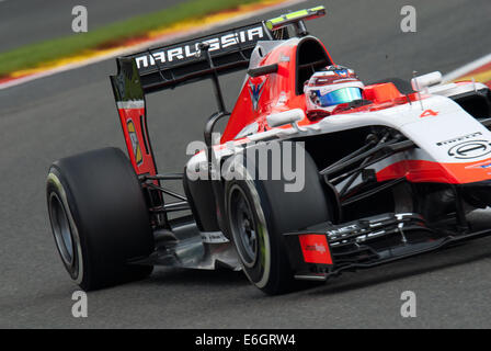 Spa Francorchamps, Belgio. 23 Agosto, 2014. Max Chilton (GBR), Marussia F1 team driver in azione in Belgio Grand Prix di Formula 1 di Francorchamps, BEL. Credito: Kevin Bennett/Alamy Live News Foto Stock