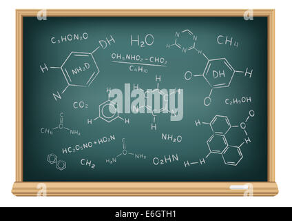 La scuola lavagna e gesso tracciata formula chimica Foto Stock