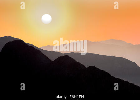 Colline di Santa Rosa e San Jacinto Mountains National Monument e tramonto, California Foto Stock