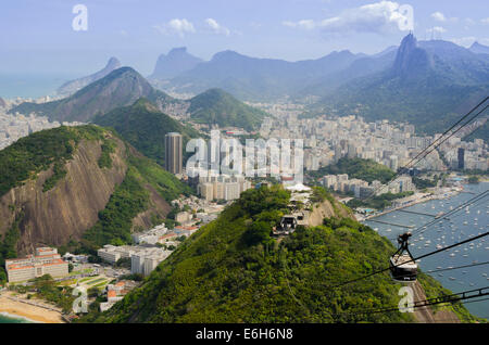 Funivia, Pão de Açúcar (sugarloaf montagna) e Morro da Urca Foto Stock