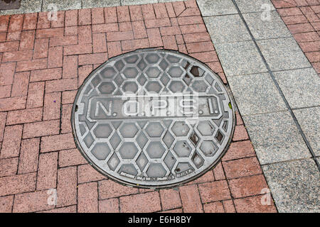 New Orleans il servizio pubblico Inc ghisa utility chiusino sul marciapiede a New Orleans, Louisiana Foto Stock