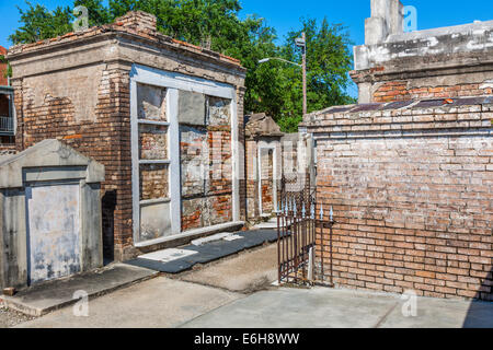 Al di sopra del potenziale di terra di tombe di San Louis cimitero n. 1 a New Orleans, Louisiana Foto Stock