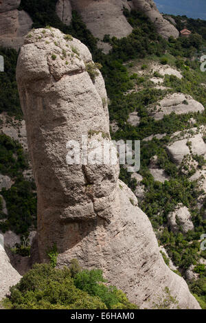 Unica roccia in montagna di Montserrat in Catalogna, Spagna. Foto Stock