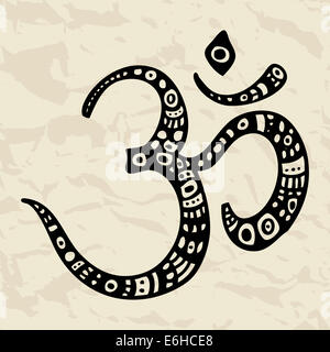 Ohm. Om Aum è simbolo. Disegnata a mano illustrazione. Foto Stock