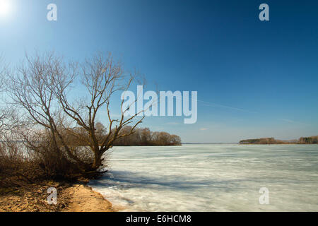 Sul lato soleggiato del fiume in primavera Foto Stock