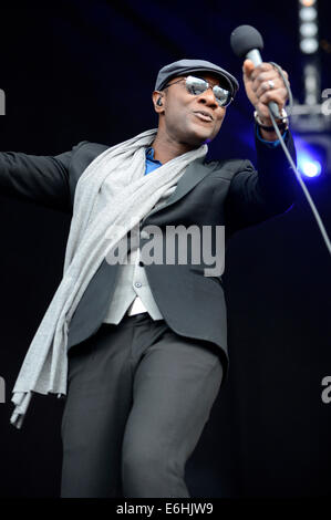 Aloe Blacc live presso il Festival Anima in Wilhelmsburg. Amburgo, 23.08.2014. Foto Stock