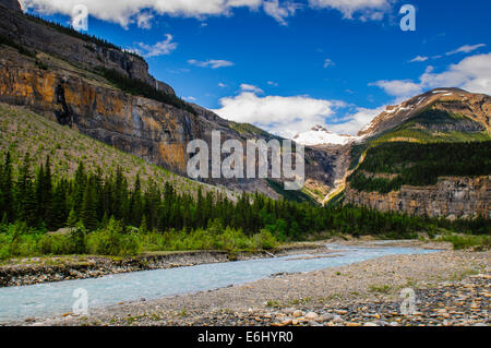 Scenic trekking in montagna viste, Berg Lago Trail, Monte Robson Parco Provinciale della Columbia britannica in Canada Foto Stock