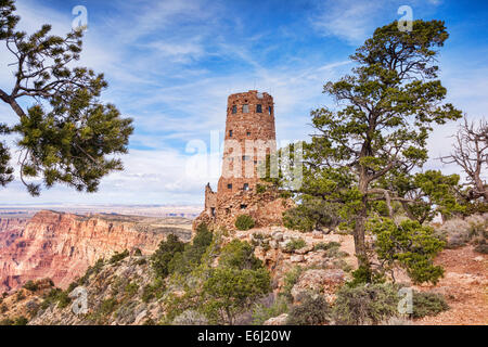 Vista del deserto torre di avvistamento, Grand Canyon, Arizona. Foto Stock