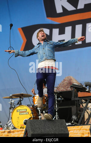 Kaiser Chiefs' Ricky Wilson a Hylands Park,Chelmsford,Essex,Sabato Agosto 16th,all'V Festival. Foto Stock