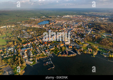 Vista aerea, Zierker vedere il lago, Neustrelitz, Meclemburgo Lake District, Meclemburgo-Pomerania Occidentale, Germania Foto Stock