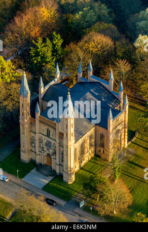 Vista aerea, neo-gotica Chiesa Schlosskirche, Neustrelitz, Meclemburgo-Pomerania, Germania Foto Stock