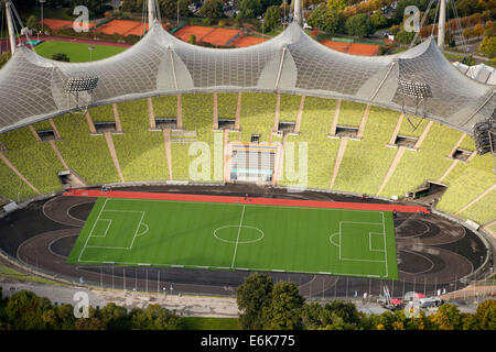 Vista aerea, Olympiastadion di Monaco di Baviera stadio olimpico, Monaco di Baviera, Baviera, Baviera, Germania Foto Stock