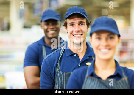 Gruppo di lavoratori di supermercati closeup Foto Stock