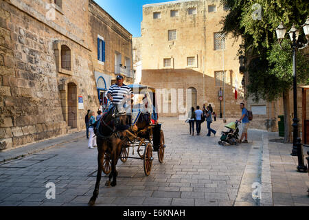 Mdina, Malta, i turisti a cavallo e carrello, Mdina, Malta, Foto Stock