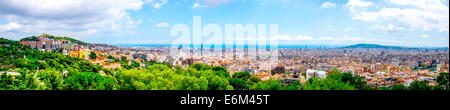 Panorama di Barcellona adottata da Park Guell Foto Stock