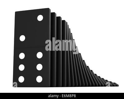 3D render di nero blocchi di domino su sfondo bianco Foto Stock