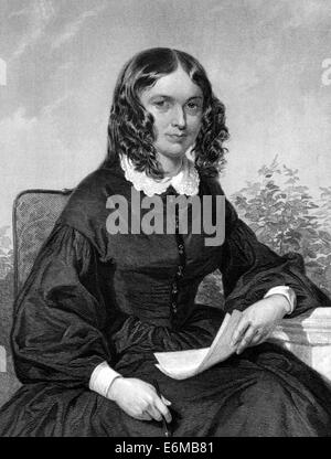 Elizabeth Barrett Browning (1806-1861) su incisione dal 1873. Uno dei più importanti poeti inglesi dell'epoca vittoriana. Foto Stock