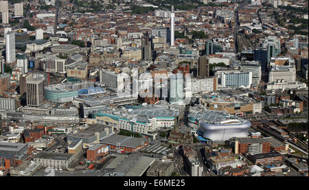 Vista aerea del centro cittadino di Birmingham con il Bull Ring & magazzini Selfridges prominente Foto Stock