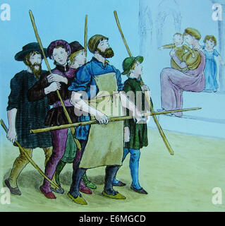 Il Pifferaio di Hamelin di Kate Greenaway periodo Vittoriano Foto Stock