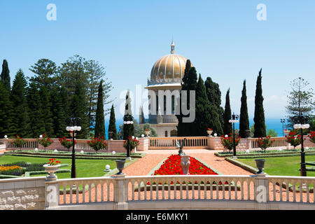 Il tempio Bahai & i giardini Bahai di Haifa. Foto Stock