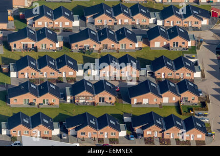 Vista aerea, case a schiera, Baesweiler, Nord Reno-Westfalia, Germania Foto Stock