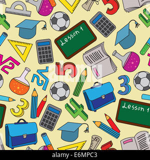 Modello senza soluzione di continuità con la scuola scarabocchi Foto Stock