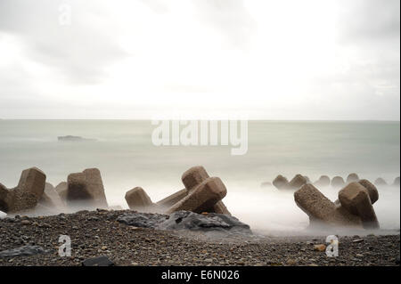 Il mare e la spiaggia di mattina, Shirahama, prefettura di Wakayama, Giappone Foto Stock