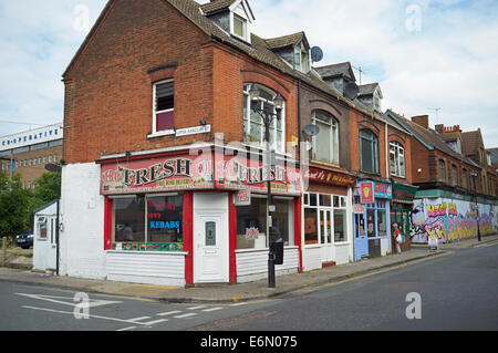 Indipendenti di take-away fast food negozi, Superiore Orwell Street, Ipswich, Suffolk, Regno Unito. Foto Stock