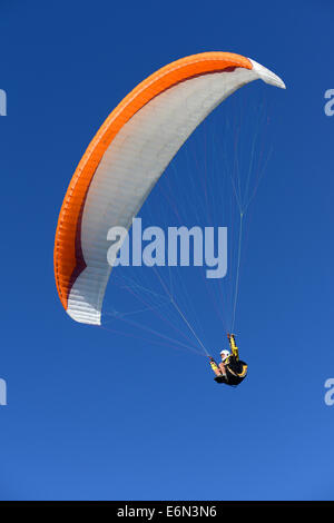 Parapendio in Guernsey, Isole del Canale, GB Foto Stock