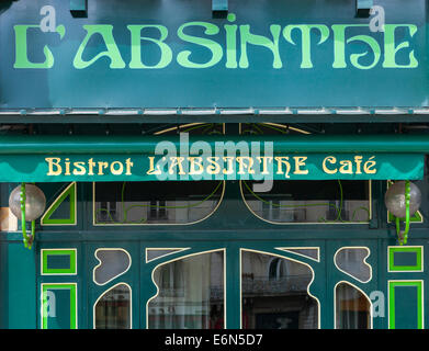 Absinthe cafè bistrot a Grenoble, Rhone-Alpes, Francia Foto Stock