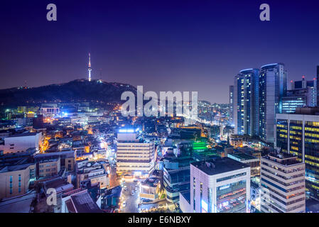 Seoul, Corea del Sud skyline notturno. Foto Stock