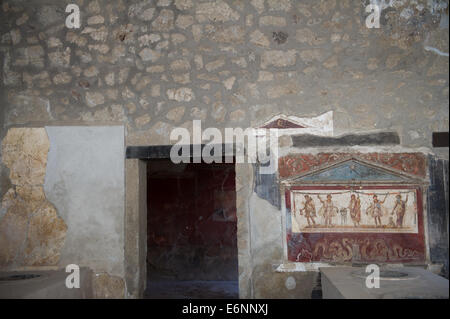 La parete interna di disegni o dipinti per la rovina della città di Pompei. Foto Stock