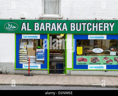 Macellai Halal in Exeter Devon, Inghilterra, Regno Unito Foto Stock