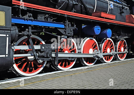 Antica locomotiva a vapore serie TE 858 closeup Foto Stock