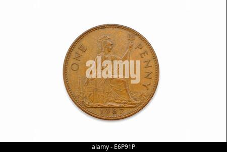 Un vecchio British un penny da 1967 Foto Stock