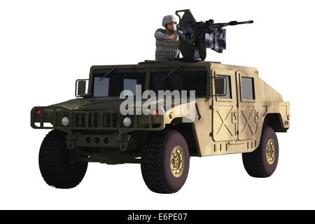 Artigliere sul Humvee Foto Stock