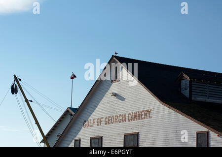 Golfo storica della Georgia cannery edificio nel villaggio di Steveston, Richmond, British Columbia, Canada Foto Stock