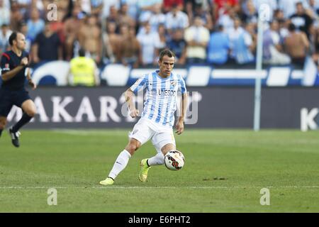 Malaga, Spagna. 23 Ago, 2014. Duda (Malaga) Calcio/Calcetto : spagnolo "Liga Española" corrispondono tra Malaga e Athletic Club Bilbao a La Rosaleda stadio in Malaga, Spagna . © Mutsu Kawamori/AFLO/Alamy Live News Foto Stock