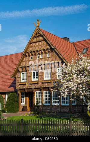 Casa in legno e muratura, lohne-südlohne, Lohne, vechta distretto, Oldenburger Münsterland, Bassa Sassonia, Germania Foto Stock