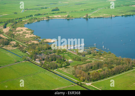 Vista aerea di olgahafen sul lago di Dümmer, dümmerlohhausen, distretto di Diepholz, Bassa Sassonia, Germania Foto Stock